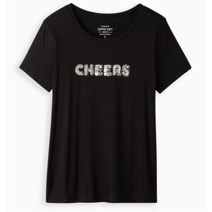 Torrid Sequin CHEERS Top Party Black T-Shirt 2X- 4X